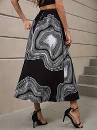 Sylvie | Elegante midi-rok met kunstzinnige print