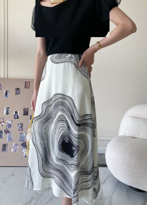 Sylvie | Elegante midi-rok met kunstzinnige print